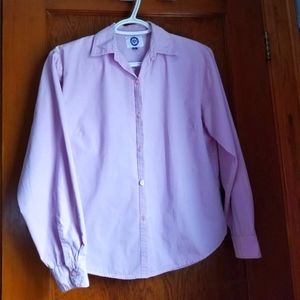 Vintage pale pink, cotton, S, M, close fit, rounded base, shirt style, SQV